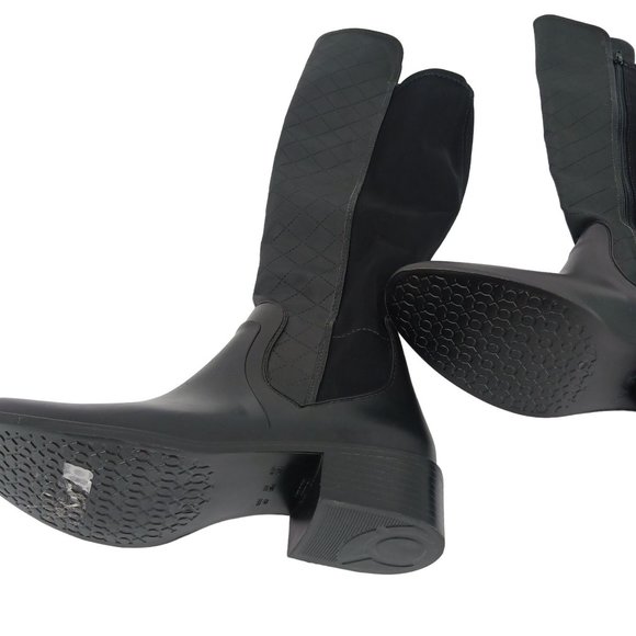 BERNARDO WOMENS  EVE QUILTED BLACK RUBBER RAIN BOOTS SIZE 8 - Picture 3 of 12